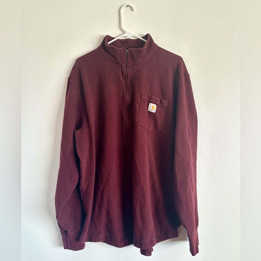 Carhartt 1/4 Zip Pullover Sweater Red Size 2XL